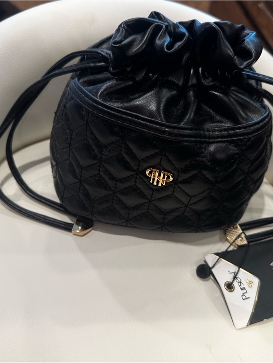 PurseN Handbags - PurseN Black Quilted Drawstring Jewelry Bag